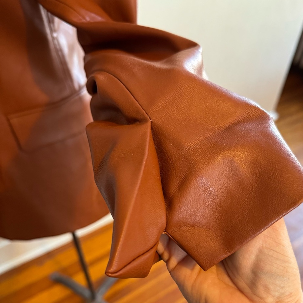 BLANKNYC Faux Leather Double-Breasted Blazer โ Rich Mocha - Picture 8 of 12